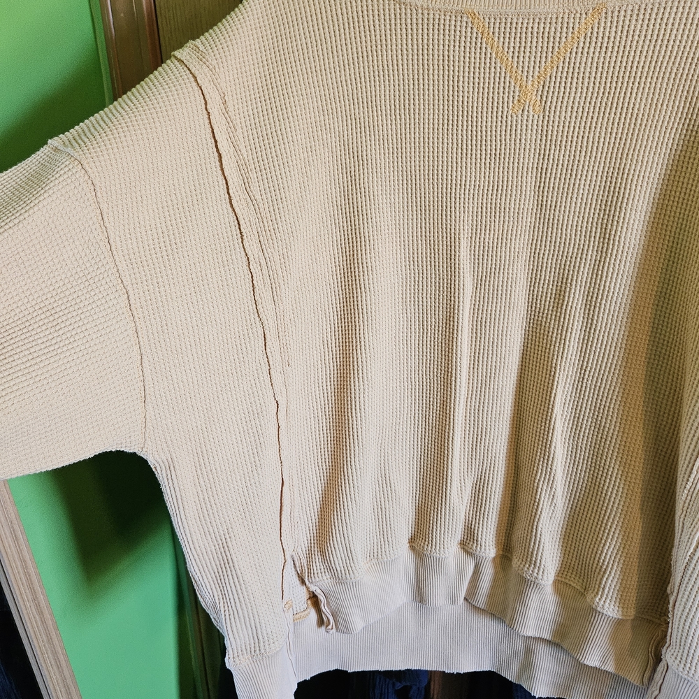 Women's American Eagle Waffle Pullover Bubdle - Purple, Yellow, Green - Picture 8 of 9